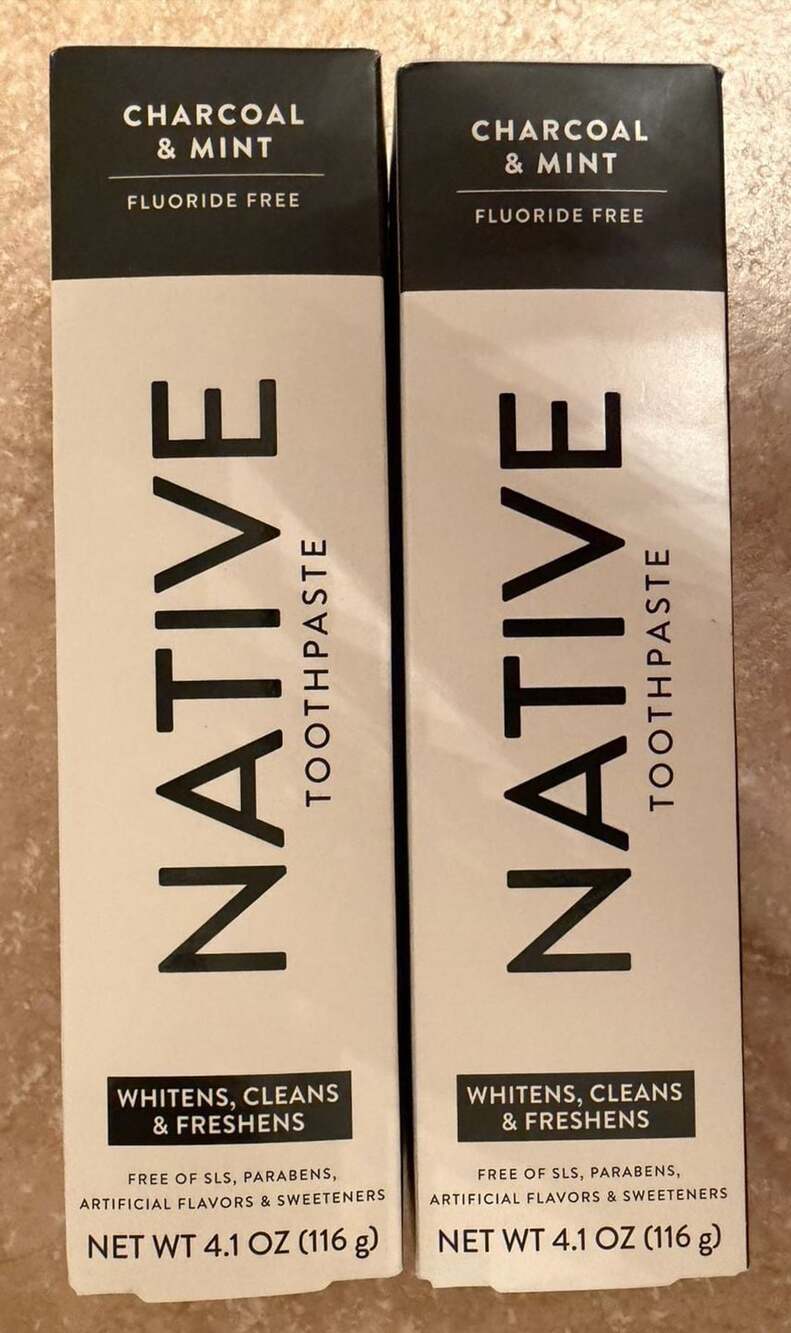 Native Charcoal & Mint Fluoride Free Toothpaste 4.1 oz - 2 Pack NEW